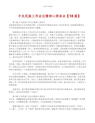 中央民族工作会议精神心得体会
