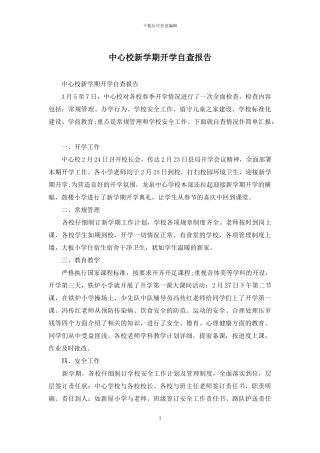 中心校新学期开学自查报告