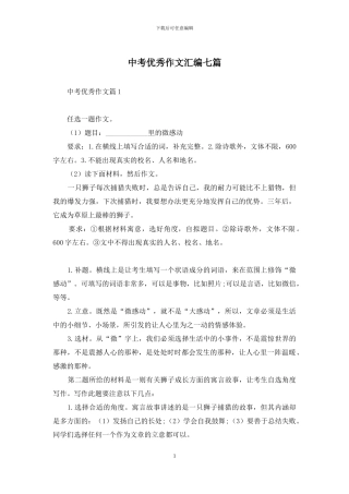 中考优秀作文汇编七篇