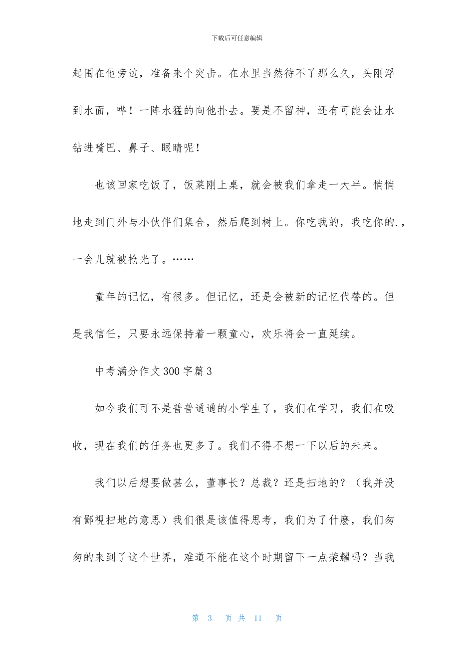 中考满分作文300字汇编八篇_第3页