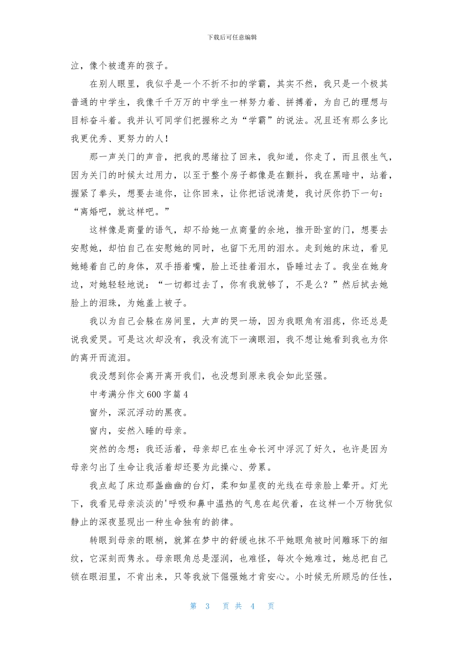 中考满分作文600字四篇_第3页