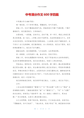 中考满分作文600字四篇