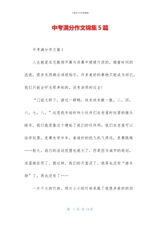中考满分作文锦集5篇-1