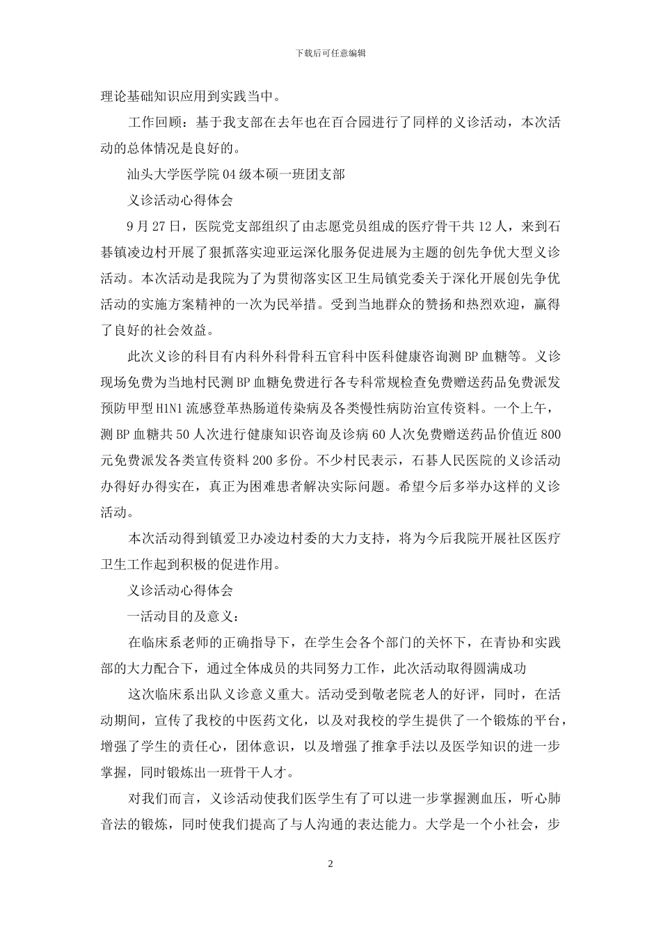 义诊活动心得体会_第2页