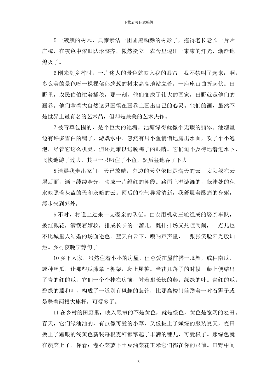 乡村夜晚安静句子_第3页