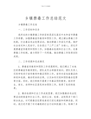 乡镇禁毒工作总结范文