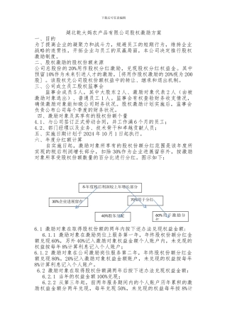 乾大妈-股权激励方案170907