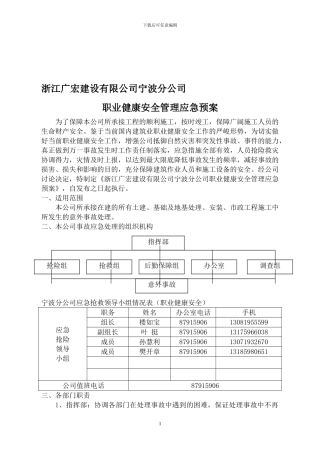 事故应急预案实施情况