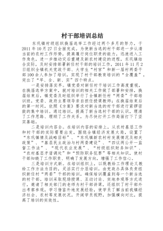 村干部培训总结