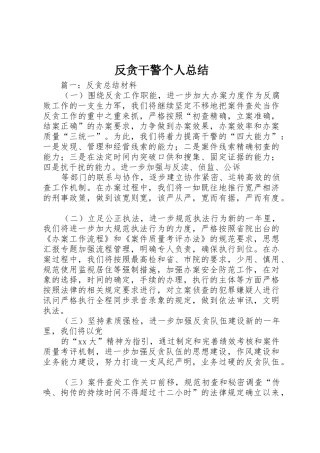 反贪干警个人总结