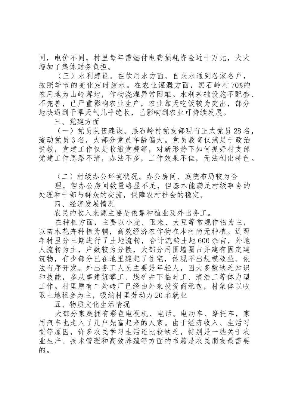 黑石岭村村情调研报告_第2页