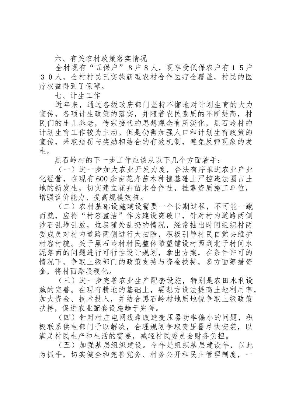 黑石岭村村情调研报告_第3页