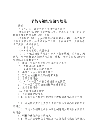 节能专篇报告编写规范