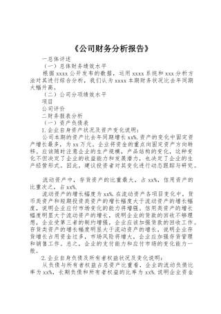 《公司财务分析报告》