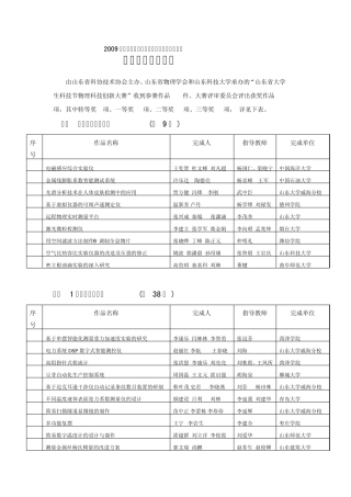 2009年山东省大学生科技节物理科技创新大赛