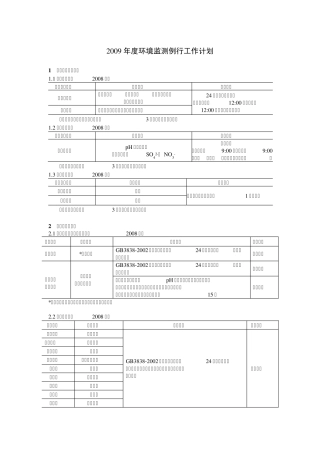 2009年度环境监测例行工作计划
