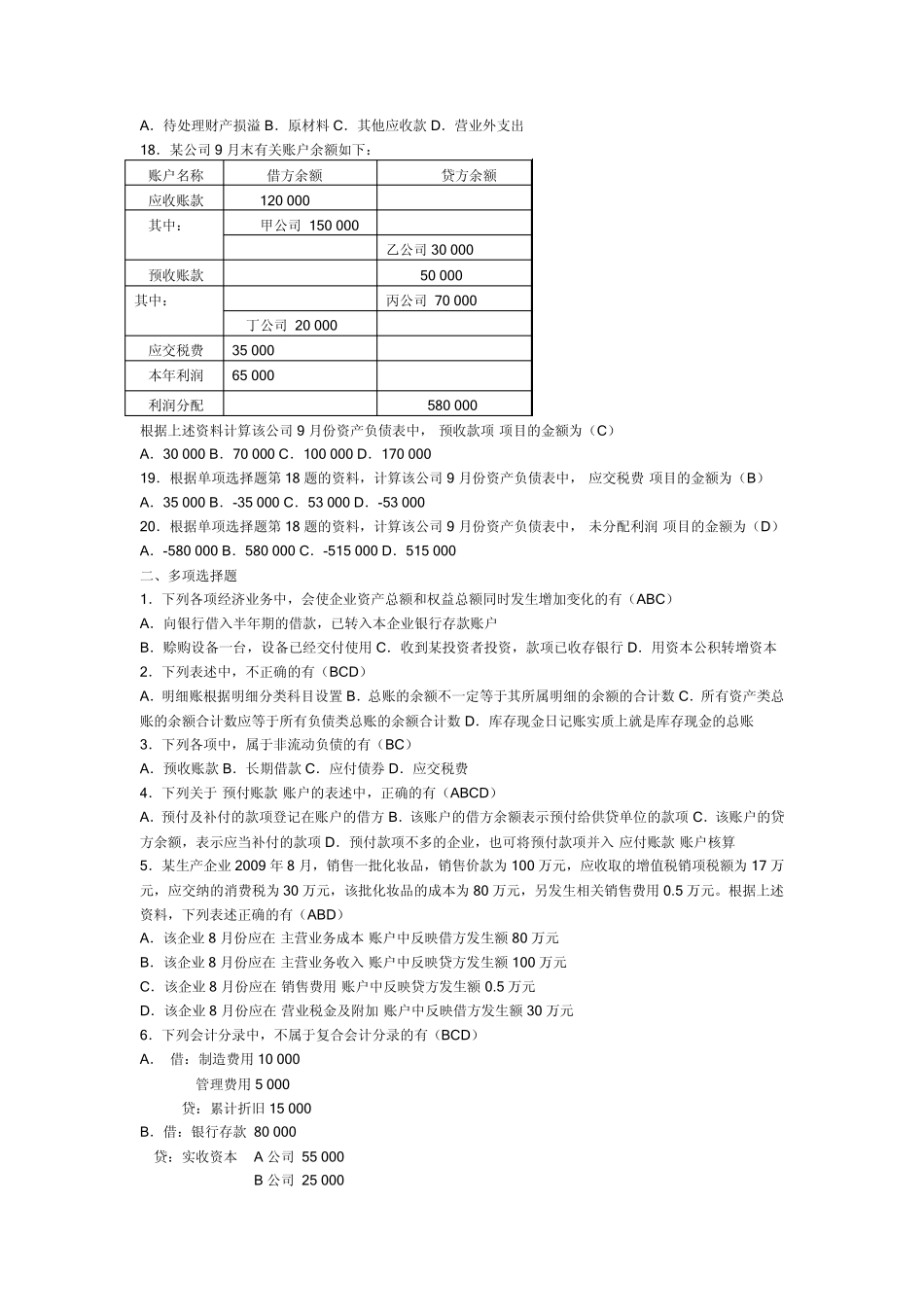 2009年江苏省会计从业资格试题及答案_第2页