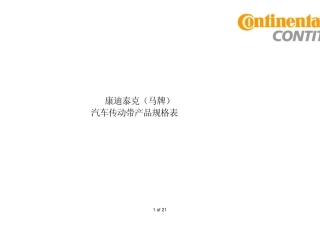 2009马牌车型规格表