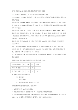 200smart怎么更新cpu固件