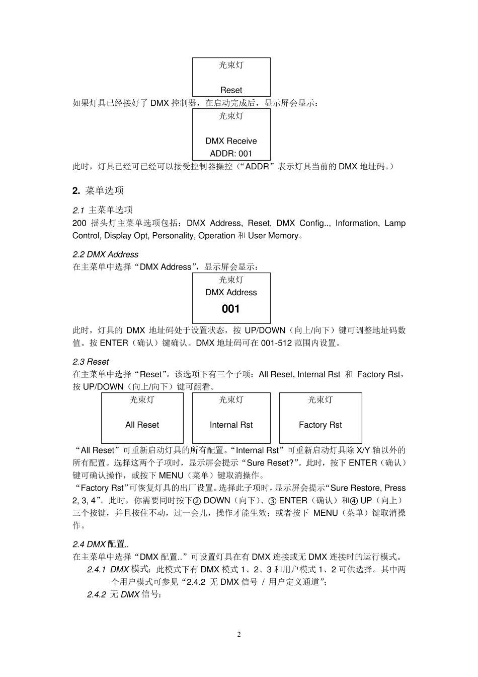 200W光束灯说明书_第2页