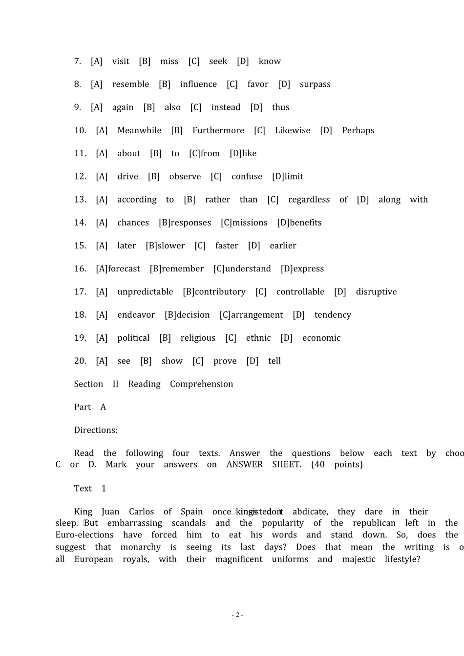 20102015年历年考研英语真题+答案_第2页