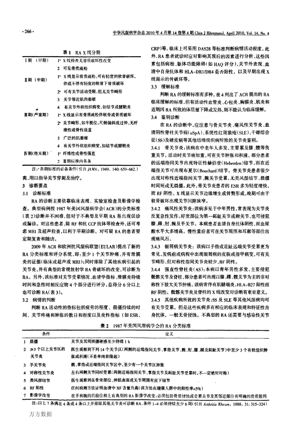 2010中华风湿病类风湿关节炎诊断及治疗指南_第2页