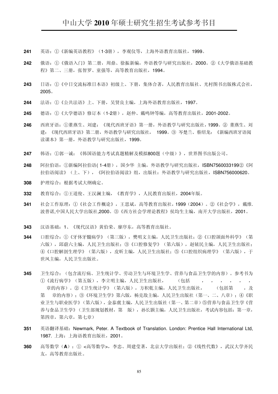 2010中山大学参考书目_第1页