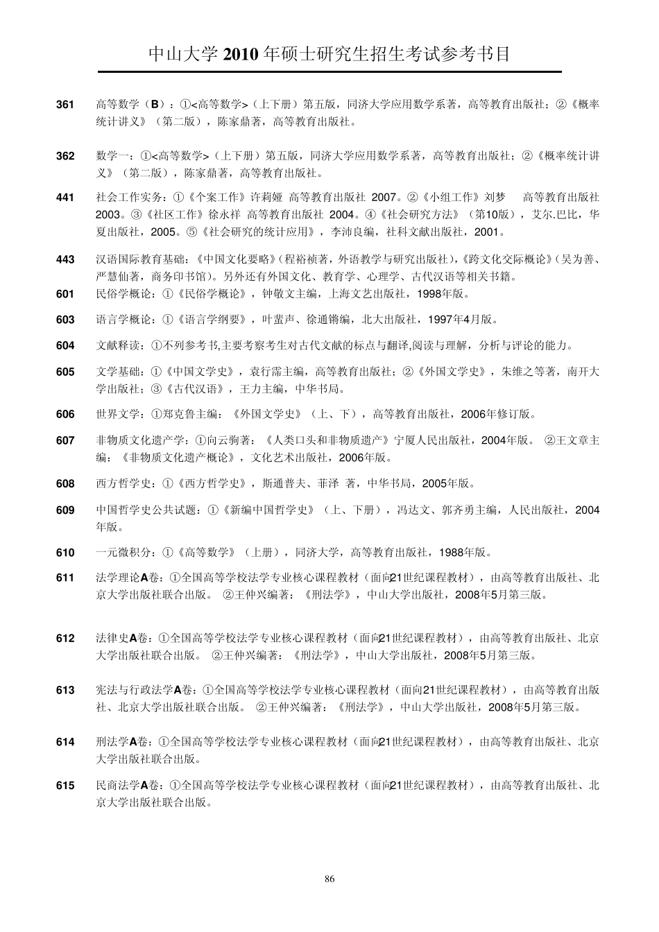 2010中山大学参考书目_第2页