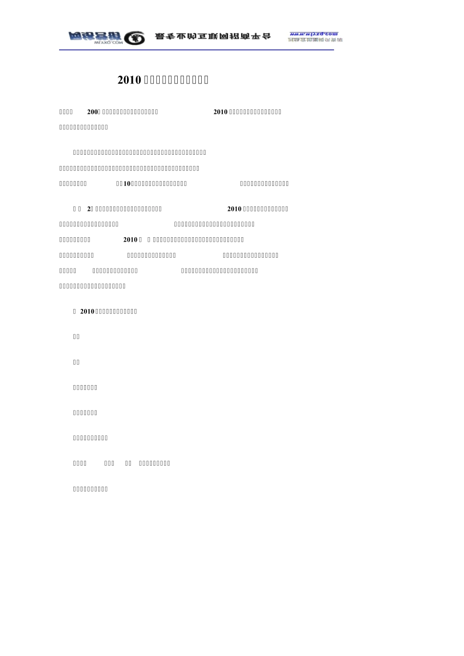 2010全球汽车产业报告白皮书_第1页