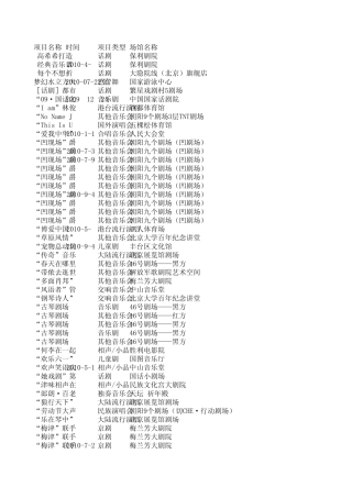 2010北京演出信息
