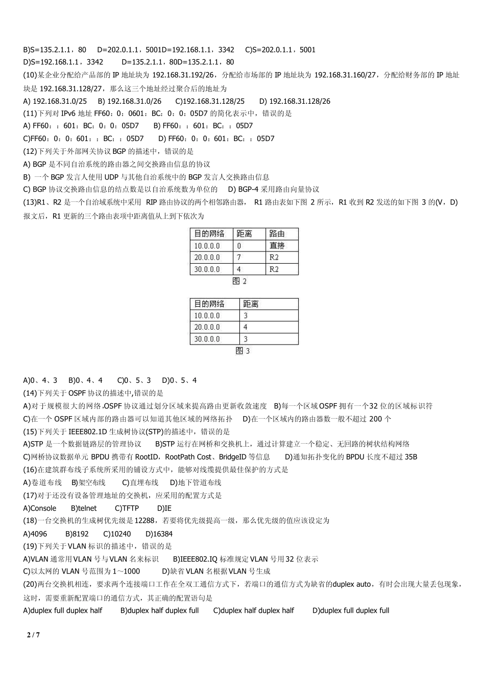 2010年9月计算机等考四级网络工程师笔试真题及答案_第2页