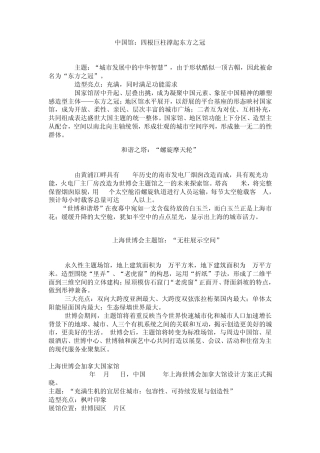 2010年上海世博会各国场馆设计理念介绍