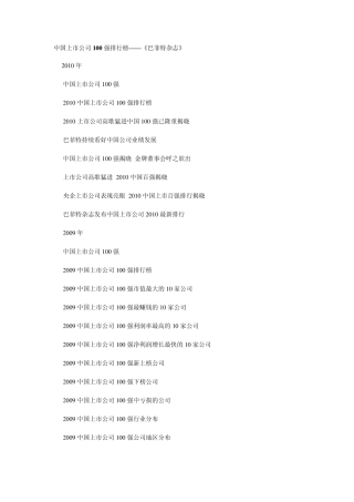 2010年中国上市公司100强排行榜