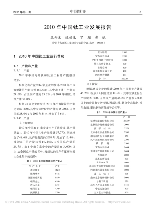 2010年中国钛工业发展报告