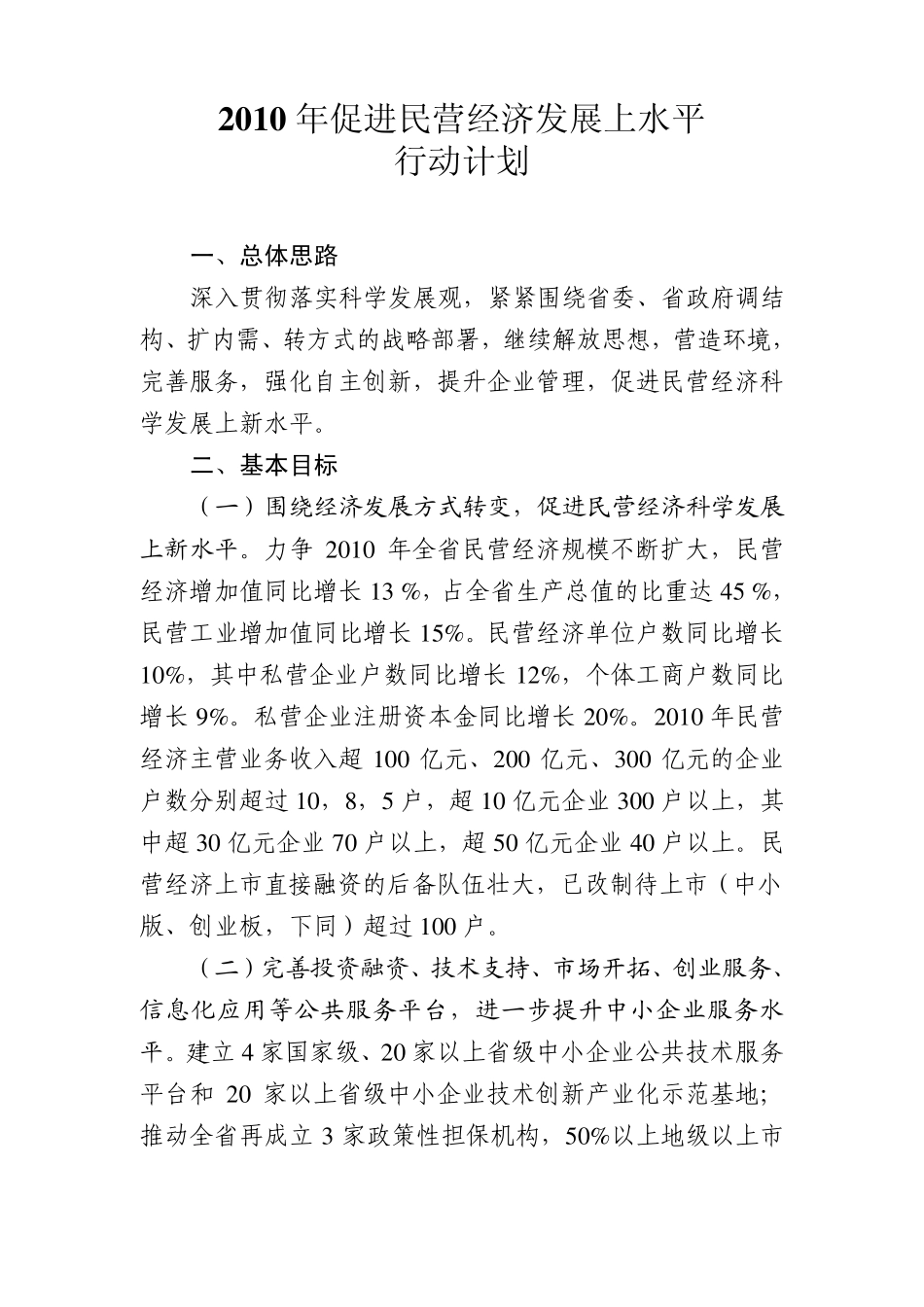 2010年促进民营经济发展上水平_第1页