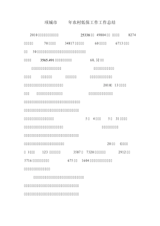 2010年农村低保工作工作总结