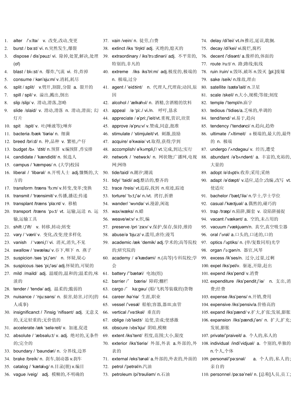 2010年大学英语四级备考资料下载汇总含700高频词汇(带音标)_第1页