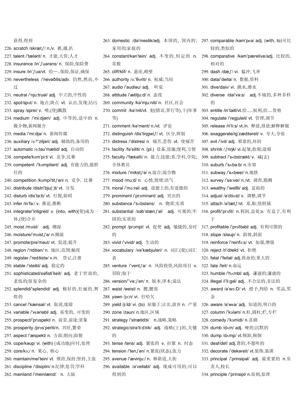 2010年大学英语四级备考资料下载汇总含700高频词汇(带音标)_第3页