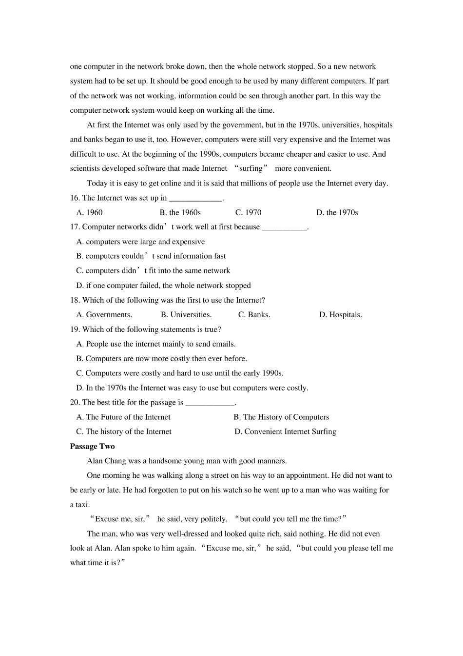 2010年广东学位英语试题学位英语考试真题_第3页