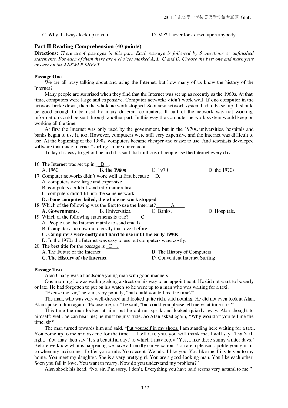 2010年广东省学士学位英语真题及答案_第2页