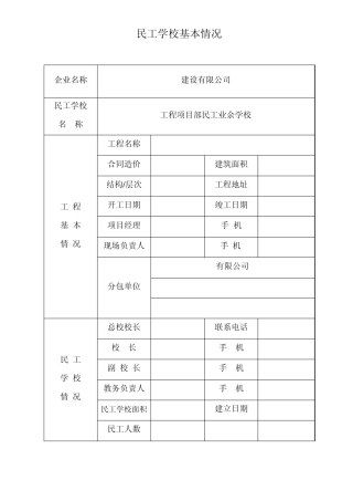 2010年建筑工地农民工业余学校管理办法资料台帐2