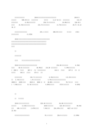 2010年毕节地区发展统计数据