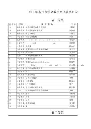 2010年泰州市学会教学案例获奖目录泰州教育网