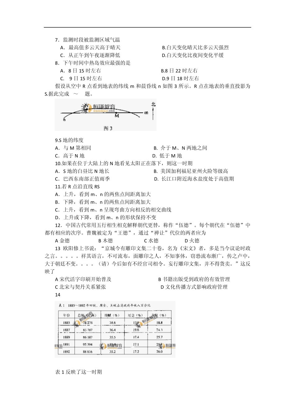 2010年高考文科综合试题及答案(全国一卷)_第2页
