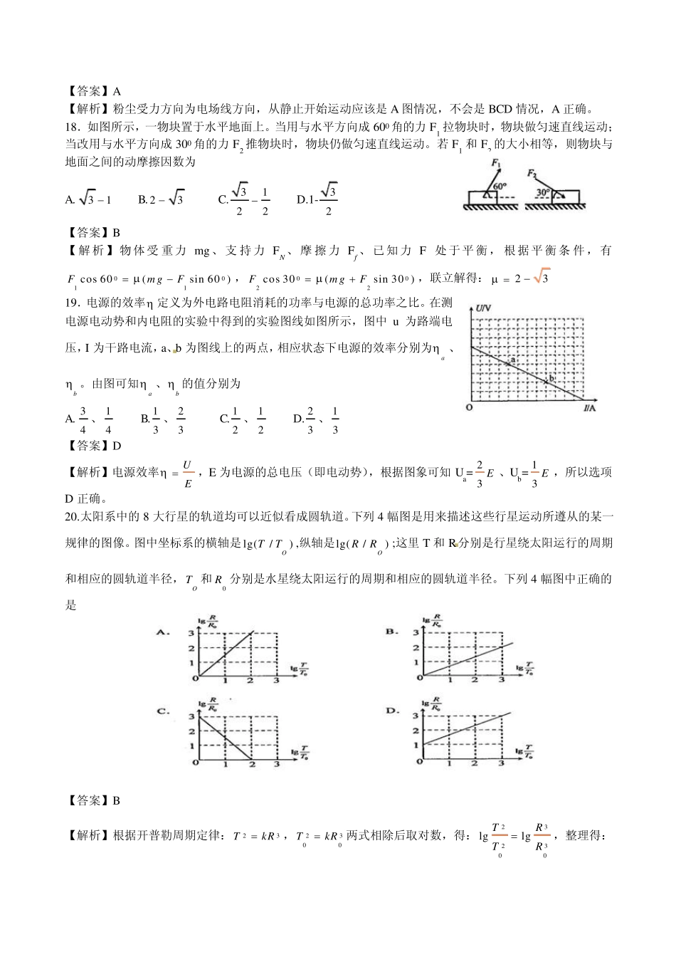2010年高考理综物理试卷解析(湖南、辽宁、宁夏、陕西、吉林、黑龙江卷Word版)_第2页