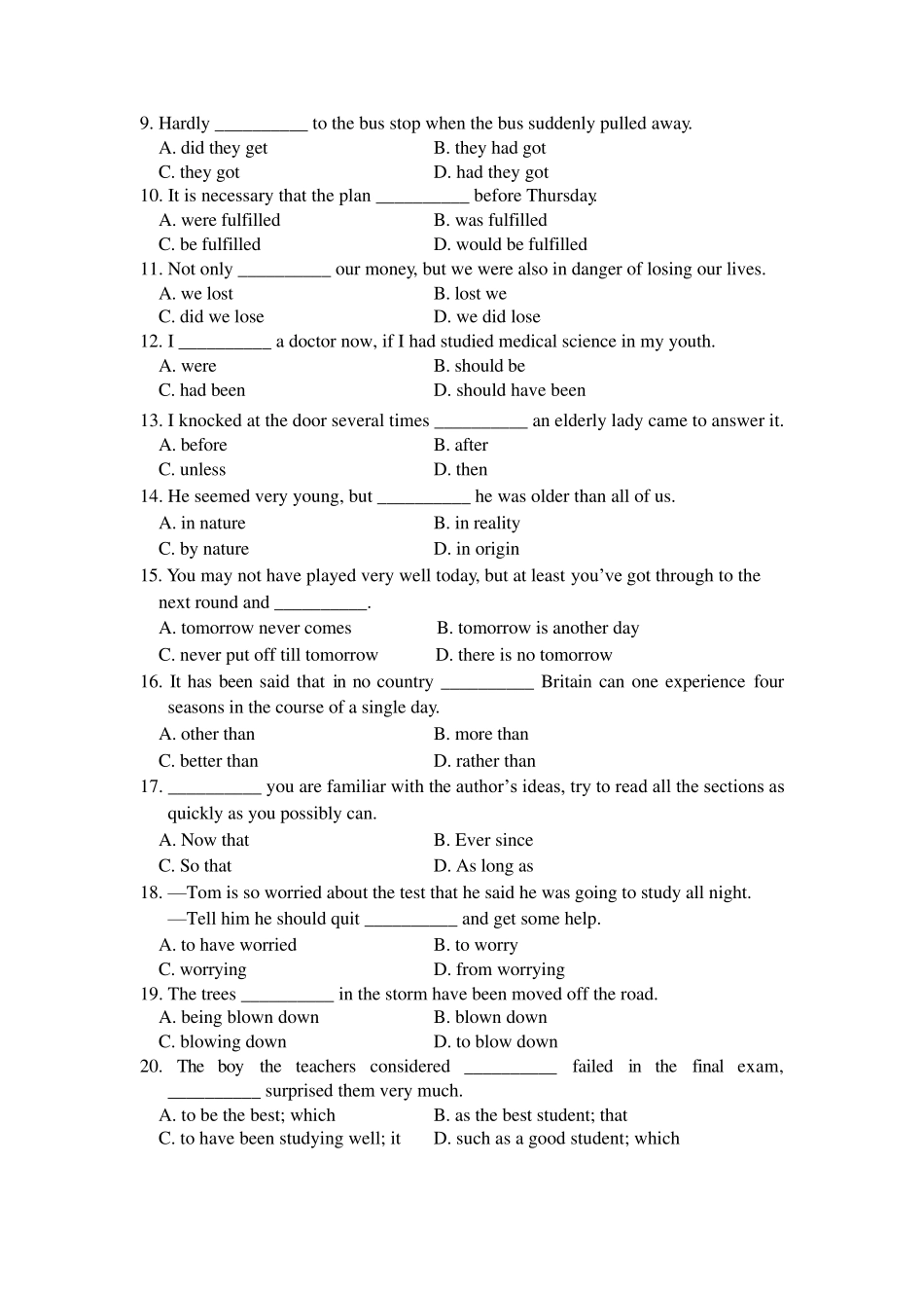 2010年黑龙江省成人本科毕业生申请学士学位英语试卷及答案_第2页