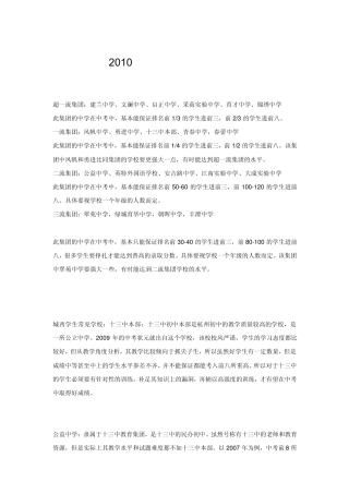 2010杭州民办初中排名信息