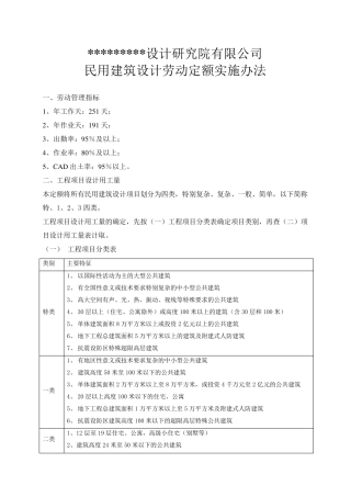 2010民用建筑设计劳动定额实施办法