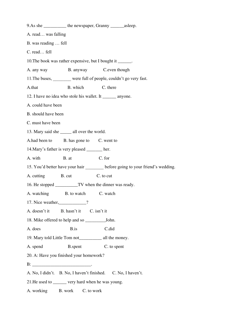 2010版开放英语2形成性考核册四次作业及答案_第3页