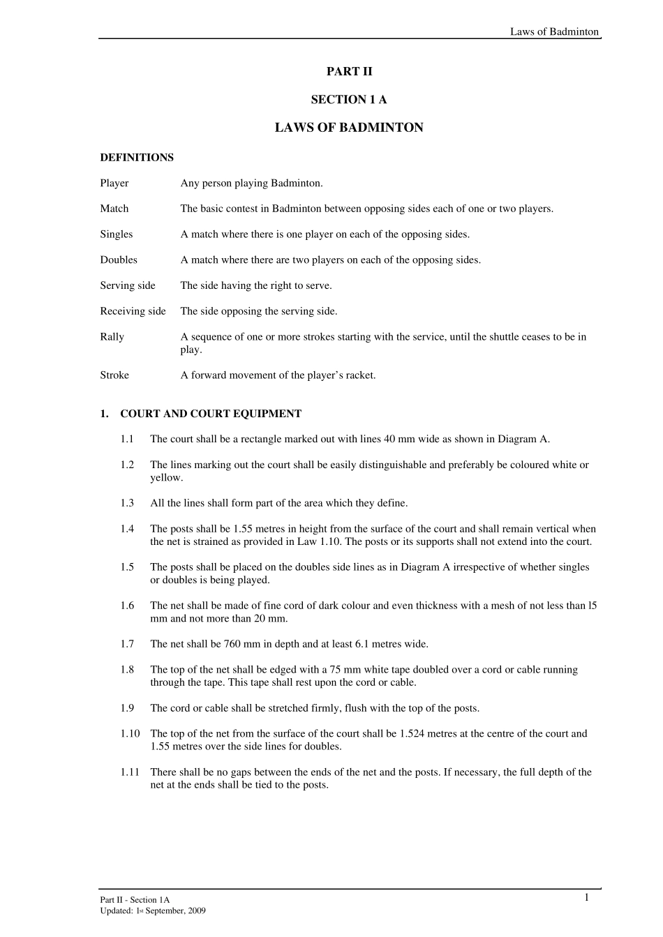 2010羽毛球最新国际规则英文原版Laws_of_Badminton_第1页